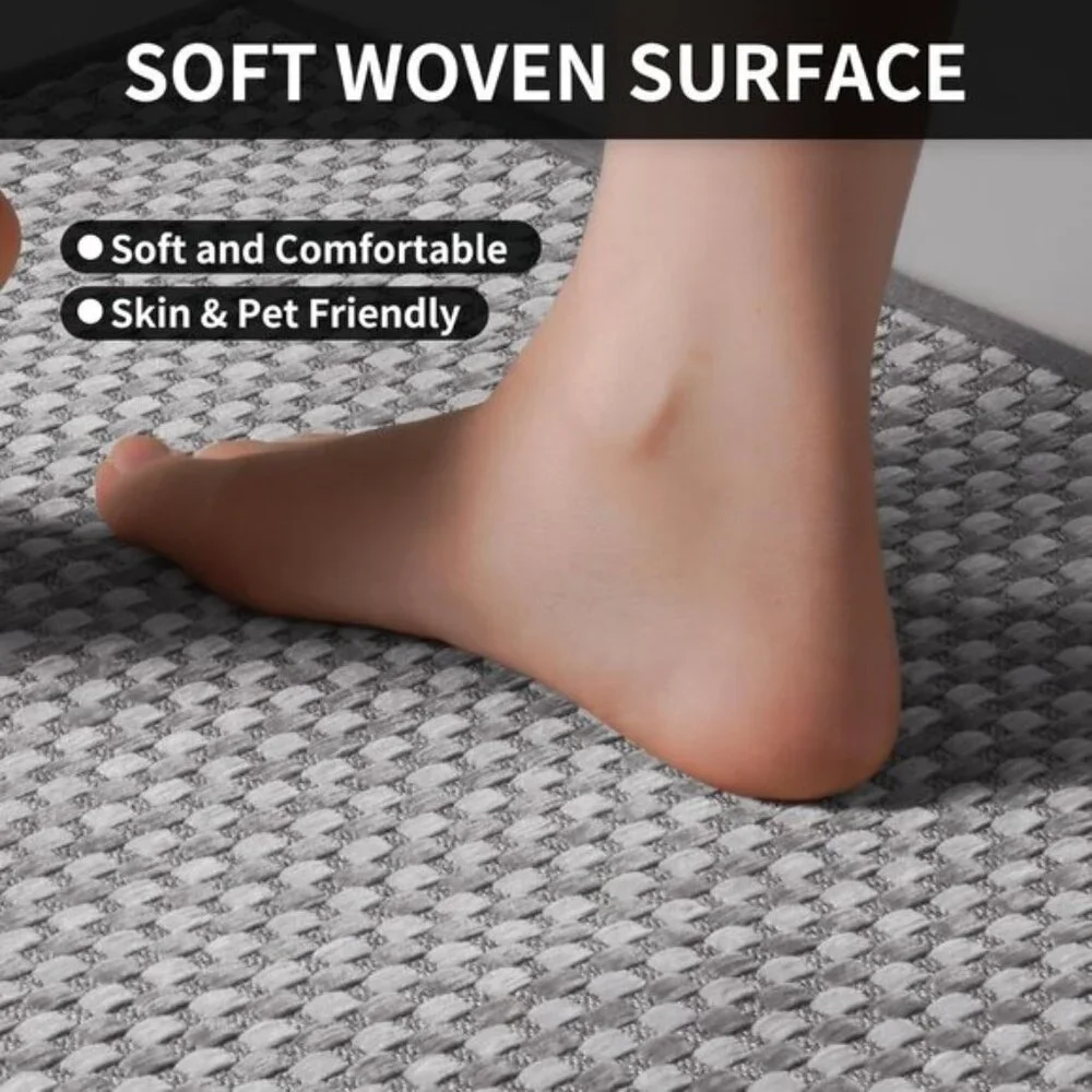 New 17x28In Super Absorbent Non-Slip Kitchen Mats, Washable Chenille Rug - Gray